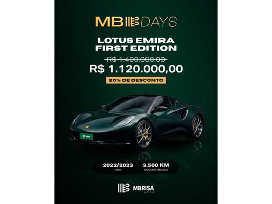 LOTUS EMIRA 3.5 V6 SUPERCHARGED GASOLINA FIRST EDITION AUTOMÁTICO LOTUS EMIRA 3.5 V6 SUPERCHARGED GASOLINA FIRST EDITION AUTOMÁTICO
